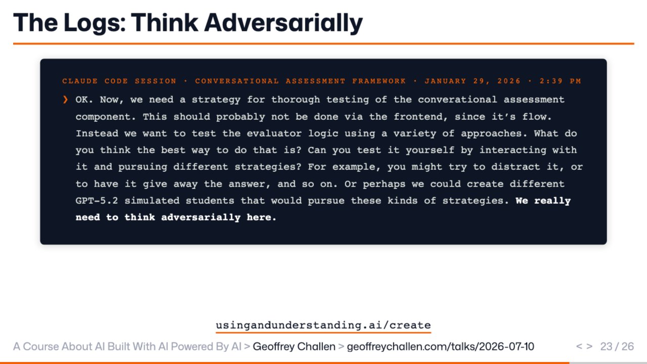 Slide 23: The Logs: Think Adversarially